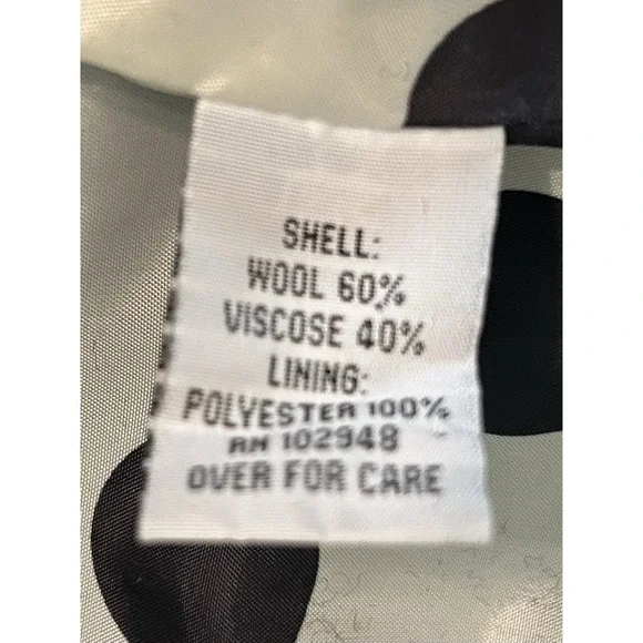 Anthropologie Tulle Peacoat Black Wool Longline M Polka Dot Lining Button Pocket - Picture 8 of 8